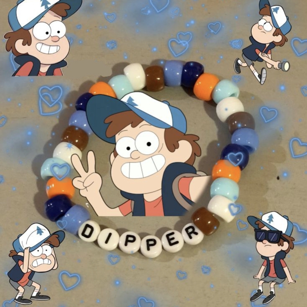 'Dipper' Pines Gravity Falls Inspired Handmade Beaded Kandi Bracelet
